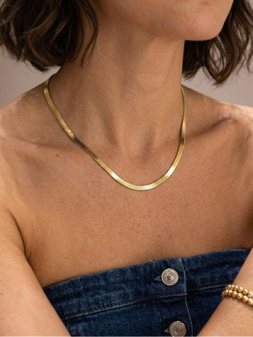 2.5MM Dainty Gold  Snake Chain Necklace 18k Gold Plated Chain Layering